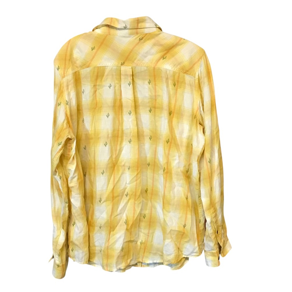 Ariat women Yellow Plaid Shirt Cactus Print XL Billie Jean long sleeve cowgirl - Picture 2 of 11